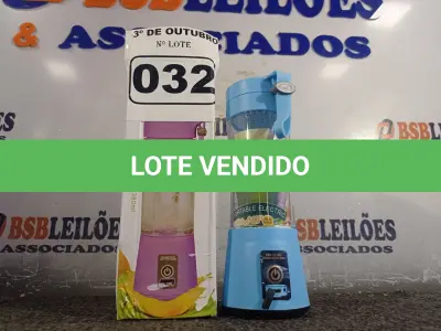 LOTE 032 - 01 LIQUIDIFICADOR PORTÁTIL. (NO ESTADO) ATENÇÃO! FAZER A VISITAÇÃO ANTES DE ARREMATAR, NÃO SABEMOS SE FUNCIONA. LEILÃO NÃO TEM GARANTIA E NEM DEVOLUÇÃO, SUJEITO A POSSÍVEIS AVARIAS VISÍVEIS/OCULTAS E/OU AUSÊNCIA DE COMPONENTES.