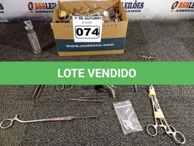 LOTE 074 - 01 LOTE COM INSTRUMENTAIS ODONTOLÓGICOS.  (NO ESTADO) ATENÇÃO! FAZER A VISITAÇÃO ANTES DE ARREMATAR, NÃO SABEMOS SE FUNCIONA. LEILÃO NÃO TEM GARANTIA E NEM DEVOLUÇÃO, SUJEITO A POSSÍVEIS AVARIAS VISÍVEIS/OCULTAS E/OU AUSÊNCIA DE COMPONENTES.