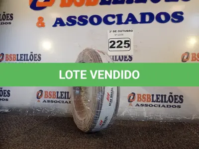 LOTE 225 - 01 ROLO DE CABO FLEXÍVEL 100M 1X 4MM NA COR CINZA(NOVO). (NO ESTADO) ATENÇÃO! FAZER A VISITAÇÃO ANTES DE ARREMATAR, NÃO SABEMOS SE FUNCIONA. LEILÃO NÃO TEM GARANTIA E NEM DEVOLUÇÃO, SUJEITO A POSSÍVEIS AVARIAS VISÍVEIS/OCULTAS E/OU AUSÊNCIA DE COMPONENTES.