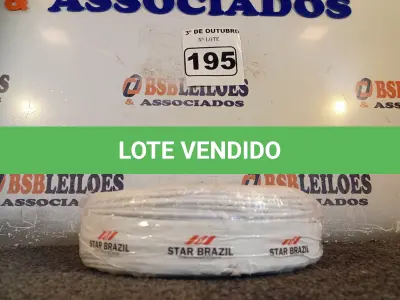 LOTE 195 - 01 ROLO DE CABO FLEXÍVEL 100M 1X 2,5MM NA COR BRANCA(NOVO). (NO ESTADO) ATENÇÃO! FAZER A VISITAÇÃO ANTES DE ARREMATAR, NÃO SABEMOS SE FUNCIONA. LEILÃO NÃO TEM GARANTIA E NEM DEVOLUÇÃO, SUJEITO A POSSÍVEIS AVARIAS VISÍVEIS/OCULTAS E/OU AUSÊNCIA DE COMPONENTES.