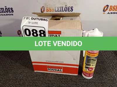 LOTE 088 - 12 TUBOS DE SILICONE NEUTRO PARA CONSTRUÇÃO COR BRANCO 340G. (NO ESTADO) ATENÇÃO! FAZER A VISITAÇÃO ANTES DE ARREMATAR, NÃO SABEMOS SE FUNCIONA. LEILÃO NÃO TEM GARANTIA E NEM DEVOLUÇÃO, SUJEITO A POSSÍVEIS AVARIAS VISÍVEIS/OCULTAS E/OU AUSÊNCIA DE COMPONENTES.