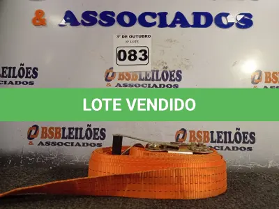 LOTE 083 - 01 CINTA PARA AMARRAÇÃO DE CARGAS. (NO ESTADO) ATENÇÃO! FAZER A VISITAÇÃO ANTES DE ARREMATAR, NÃO SABEMOS SE FUNCIONA. LEILÃO NÃO TEM GARANTIA E NEM DEVOLUÇÃO, SUJEITO A POSSÍVEIS AVARIAS VISÍVEIS/OCULTAS E/OU AUSÊNCIA DE COMPONENTES.