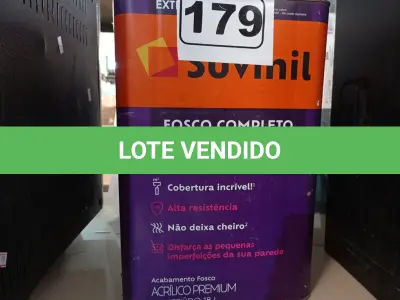 LOTE 179 - 01 LATA DE TINTA SUVINIL INTERIORES/EXTERIORES 18L NA COR FOSCO BRANCO NEVE. (NO ESTADO) ATENÇÃO! FAZER A VISITAÇÃO ANTES DE ARREMATAR, NÃO SABEMOS SE FUNCIONA. LEILÃO NÃO TEM GARANTIA E NEM DEVOLUÇÃO, SUJEITO A POSSÍVEIS AVARIAS VISÍVEIS/OCULTAS E/OU AUSÊNCIA DE COMPONENTES.