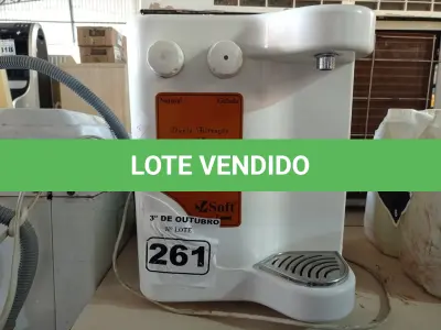 LOTE 261 - 01 PURIFICADOR DE ÁGUA MARCA SOFT. (NO ESTADO) ATENÇÃO! FAZER A VISITAÇÃO ANTES DE ARREMATAR, NÃO SABEMOS SE FUNCIONA. LEILÃO NÃO TEM GARANTIA E NEM DEVOLUÇÃO, SUJEITO A POSSÍVEIS AVARIAS VISÍVEIS/OCULTAS E/OU AUSÊNCIA DE COMPONENTES.