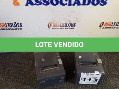 LOTE 113 - 02 IMPRESSORAS DE CUPOM NÃO FISCAL MARCAS EPSON. (NO ESTADO) ATENÇÃO! FAZER A VISITAÇÃO ANTES DE ARREMATAR, NÃO SABEMOS SE FUNCIONA. LEILÃO NÃO TEM GARANTIA E NEM DEVOLUÇÃO, SUJEITO A POSSÍVEIS AVARIAS VISÍVEIS/OCULTAS E/OU AUSÊNCIA DE COMPONENTES.