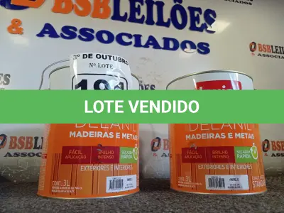 LOTE 191 - 02 GALÕES DE ESMALTE IQUINE MADEIRA E METAIS 3,6L NAS CORES AMARELO. (NO ESTADO) ATENÇÃO! FAZER A VISITAÇÃO ANTES DE ARREMATAR, NÃO SABEMOS SE FUNCIONA. LEILÃO NÃO TEM GARANTIA E NEM DEVOLUÇÃO, SUJEITO A POSSÍVEIS AVARIAS VISÍVEIS/OCULTAS E/OU AUSÊNCIA DE COMPONENTES.