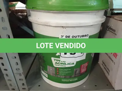 LOTE 194 - 01 BALDE DE TINTA ACRÍLICA 18L COR FOSCO CONCRETO. (NO ESTADO) ATENÇÃO! FAZER A VISITAÇÃO ANTES DE ARREMATAR, NÃO SABEMOS SE FUNCIONA. LEILÃO NÃO TEM GARANTIA E NEM DEVOLUÇÃO, SUJEITO A POSSÍVEIS AVARIAS VISÍVEIS/OCULTAS E/OU AUSÊNCIA DE COMPONENTES.