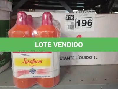 LOTE 196 - 12 LITROS DE LYSOFORM. (NO ESTADO) ATENÇÃO! FAZER A VISITAÇÃO ANTES DE ARREMATAR, NÃO SABEMOS SE FUNCIONA. LEILÃO NÃO TEM GARANTIA E NEM DEVOLUÇÃO, SUJEITO A POSSÍVEIS AVARIAS VISÍVEIS/OCULTAS E/OU AUSÊNCIA DE COMPONENTES.