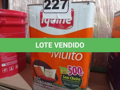 LOTE 227 - 01 LATA DE TINTA IQUINE DELANIL 18L FOSCO AVELUDADO VERDE LIMÃO. (NO ESTADO) ATENÇÃO! FAZER A VISITAÇÃO ANTES DE ARREMATAR, NÃO SABEMOS SE FUNCIONA. LEILÃO NÃO TEM GARANTIA E NEM DEVOLUÇÃO, SUJEITO A POSSÍVEIS AVARIAS VISÍVEIS/OCULTAS E/OU AUSÊNCIA DE COMPONENTES.