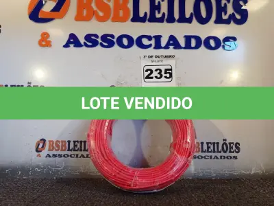 LOTE 235 - 01 ROLO DE CABO FLEXÍVEL 100M 1X 4MM NA COR VERMELHA(NOVO). (NO ESTADO) ATENÇÃO! FAZER A VISITAÇÃO ANTES DE ARREMATAR, NÃO SABEMOS SE FUNCIONA. LEILÃO NÃO TEM GARANTIA E NEM DEVOLUÇÃO, SUJEITO A POSSÍVEIS AVARIAS VISÍVEIS/OCULTAS E/OU AUSÊNCIA DE COMPONENTES.