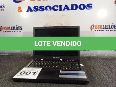 LOTE 001 - 01 NOTEBOOK MARCA ACTEON. (NO ESTADO) ATENÇÃO! FAZER A VISITAÇÃO ANTES DE ARREMATAR, NÃO SABEMOS SE FUNCIONA. LEILÃO NÃO TEM GARANTIA E NEM DEVOLUÇÃO, SUJEITO A POSSÍVEIS AVARIAS VISÍVEIS/OCULTAS E/OU AUSÊNCIA DE COMPONENTES.