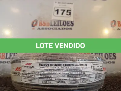 LOTE 175 - 01 ROLO DE CABO FLEXÍVEL 100M 1X 2,5MM NA COR CINZA(NOVO). (NO ESTADO) ATENÇÃO! FAZER A VISITAÇÃO ANTES DE ARREMATAR, NÃO SABEMOS SE FUNCIONA. LEILÃO NÃO TEM GARANTIA E NEM DEVOLUÇÃO, SUJEITO A POSSÍVEIS AVARIAS VISÍVEIS/OCULTAS E/OU AUSÊNCIA DE COMPONENTES.