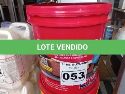 LOTE 053 - 01 BALDE DE DRYKOVEDA, ADITIVO IMPERMEABILIZANTE PARA CONCRETO E ARGAMASSA 18L. (NO ESTADO) ATENÇÃO! FAZER A VISITAÇÃO ANTES DE ARREMATAR, NÃO SABEMOS SE FUNCIONA. LEILÃO NÃO TEM GARANTIA E NEM DEVOLUÇÃO, SUJEITO A POSSÍVEIS AVARIAS VISÍVEIS/OCULTAS E/OU AUSÊNCIA DE COMPONENTES.