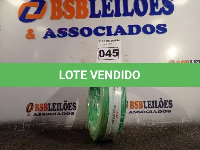 LOTE 045 - 01 ROLO DE CABO FLEXÍVEL 100M 1X 2,5MM NA COR VERDE(NOVO). (NO ESTADO) ATENÇÃO! FAZER A VISITAÇÃO ANTES DE ARREMATAR, NÃO SABEMOS SE FUNCIONA. LEILÃO NÃO TEM GARANTIA E NEM DEVOLUÇÃO, SUJEITO A POSSÍVEIS AVARIAS VISÍVEIS/OCULTAS E/OU AUSÊNCIA DE COMPONENTES.