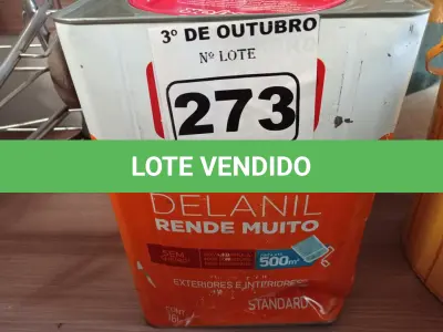 LOTE 273 - 01 LATA DE TINTA IQUINE DELANIL 18L FOSCO AVELUDADO VERDE LIMÃO. (NO ESTADO) ATENÇÃO! FAZER A VISITAÇÃO ANTES DE ARREMATAR, NÃO SABEMOS SE FUNCIONA. LEILÃO NÃO TEM GARANTIA E NEM DEVOLUÇÃO, SUJEITO A POSSÍVEIS AVARIAS VISÍVEIS/OCULTAS E/OU AUSÊNCIA DE COMPONENTES.