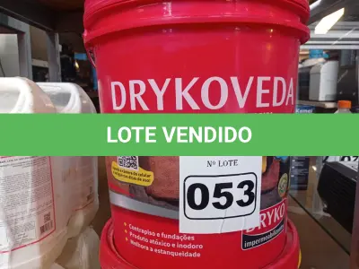 LOTE 053 - 01 BALDE DE DRYKOVEDA, ADITIVO IMPERMEABILIZANTE PARA CONCRETO E ARGAMASSA 18L. (NO ESTADO) ATENÇÃO! FAZER A VISITAÇÃO ANTES DE ARREMATAR, NÃO SABEMOS SE FUNCIONA. LEILÃO NÃO TEM GARANTIA E NEM DEVOLUÇÃO, SUJEITO A POSSÍVEIS AVARIAS VISÍVEIS/OCULTAS E/OU AUSÊNCIA DE COMPONENTES.