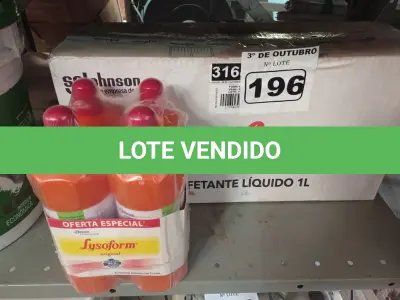 LOTE 196 - 12 LITROS DE LYSOFORM. (NO ESTADO) ATENÇÃO! FAZER A VISITAÇÃO ANTES DE ARREMATAR, NÃO SABEMOS SE FUNCIONA. LEILÃO NÃO TEM GARANTIA E NEM DEVOLUÇÃO, SUJEITO A POSSÍVEIS AVARIAS VISÍVEIS/OCULTAS E/OU AUSÊNCIA DE COMPONENTES.