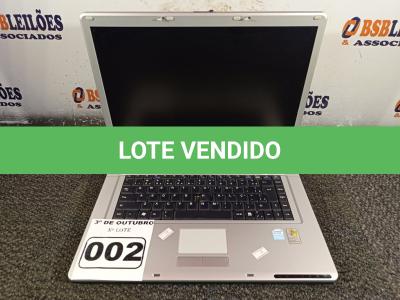 LOTE 002 - 01 NOTEBOOK MARCA ITAUTEC. (NO ESTADO) ATENÇÃO! FAZER A VISITAÇÃO ANTES DE ARREMATAR, NÃO SABEMOS SE FUNCIONA. LEILÃO NÃO TEM GARANTIA E NEM DEVOLUÇÃO, SUJEITO A POSSÍVEIS AVARIAS VISÍVEIS/OCULTAS E/OU AUSÊNCIA DE COMPONENTES.