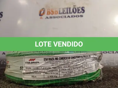 LOTE 065 - 01 ROLO DE CABO FLEXÍVEL 100M 1X 2,5MM NA COR VERDE(NOVO). (NO ESTADO) ATENÇÃO! FAZER A VISITAÇÃO ANTES DE ARREMATAR, NÃO SABEMOS SE FUNCIONA. LEILÃO NÃO TEM GARANTIA E NEM DEVOLUÇÃO, SUJEITO A POSSÍVEIS AVARIAS VISÍVEIS/OCULTAS E/OU AUSÊNCIA DE COMPONENTES.