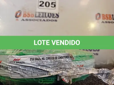LOTE 205 - 01 ROLO DE CABO FLEXÍVEL 100M 1X 4MM NA COR VERDE(NOVO). (NO ESTADO) ATENÇÃO! FAZER A VISITAÇÃO ANTES DE ARREMATAR, NÃO SABEMOS SE FUNCIONA. LEILÃO NÃO TEM GARANTIA E NEM DEVOLUÇÃO, SUJEITO A POSSÍVEIS AVARIAS VISÍVEIS/OCULTAS E/OU AUSÊNCIA DE COMPONENTES.