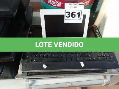 LOTE 361 - 02 COMPUTADORES ALL IN ONE AOC, 02 TECLADOS E 01 NETBOOK MARCA LG. (NO ESTADO) ATENÇÃO! FAZER A VISITAÇÃO ANTES DE ARREMATAR, NÃO SABEMOS SE FUNCIONA. LEILÃO NÃO TEM GARANTIA E NEM DEVOLUÇÃO, SUJEITO A POSSÍVEIS AVARIAS VISÍVEIS/OCULTAS E/OU AUSÊNCIA DE COMPONENTES.