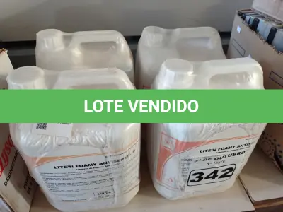 LOTE 342 - 20 LITROS DE SABONETE DE ESPUMA ANTISSÉPTICO. (NO ESTADO) ATENÇÃO! FAZER A VISITAÇÃO ANTES DE ARREMATAR, NÃO SABEMOS SE FUNCIONA. LEILÃO NÃO TEM GARANTIA E NEM DEVOLUÇÃO, SUJEITO A POSSÍVEIS AVARIAS VISÍVEIS/OCULTAS E/OU AUSÊNCIA DE COMPONENTES.