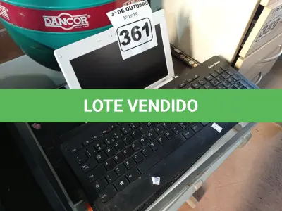 LOTE 361 - 02 COMPUTADORES ALL IN ONE AOC, 02 TECLADOS E 01 NETBOOK MARCA LG. (NO ESTADO) ATENÇÃO! FAZER A VISITAÇÃO ANTES DE ARREMATAR, NÃO SABEMOS SE FUNCIONA. LEILÃO NÃO TEM GARANTIA E NEM DEVOLUÇÃO, SUJEITO A POSSÍVEIS AVARIAS VISÍVEIS/OCULTAS E/OU AUSÊNCIA DE COMPONENTES.