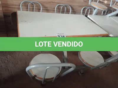 LOTE 536 - 01 MESA PARA LANCHONETE. (NO ESTADO) ATENÇÃO! FAZER A VISITAÇÃO ANTES DE ARREMATAR, NÃO SABEMOS SE FUNCIONA. LEILÃO NÃO TEM GARANTIA E NEM DEVOLUÇÃO, SUJEITO A POSSÍVEIS AVARIAS VISÍVEIS/OCULTAS E/OU AUSÊNCIA DE COMPONENTES.