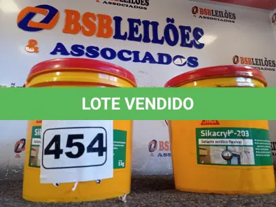 LOTE 454 - 02 GALÕES SIKACRYL-203, SELANTE ACRÍLICO FLEXÍVEL. (NO ESTADO) ATENÇÃO! FAZER A VISITAÇÃO ANTES DE ARREMATAR, NÃO SABEMOS SE FUNCIONA. LEILÃO NÃO TEM GARANTIA E NEM DEVOLUÇÃO, SUJEITO A POSSÍVEIS AVARIAS VISÍVEIS/OCULTAS E/OU AUSÊNCIA DE COMPONENTES.