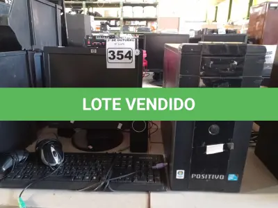 LOTE 354 - 01 CPU, 01 MONITOR, 01 TECLADO E 01 MOUSE. (NO ESTADO) ATENÇÃO! FAZER A VISITAÇÃO ANTES DE ARREMATAR, NÃO SABEMOS SE FUNCIONA. LEILÃO NÃO TEM GARANTIA E NEM DEVOLUÇÃO, SUJEITO A POSSÍVEIS AVARIAS VISÍVEIS/OCULTAS E/OU AUSÊNCIA DE COMPONENTES.
