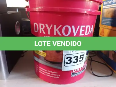 LOTE 335 - 01 BALDE DE DRYKOVEDA, ADITIVO IMPERMEABILIZANTE PARA CONCRETO E ARGAMASSA 18L. (NO ESTADO) ATENÇÃO! FAZER A VISITAÇÃO ANTES DE ARREMATAR, NÃO SABEMOS SE FUNCIONA. LEILÃO NÃO TEM GARANTIA E NEM DEVOLUÇÃO, SUJEITO A POSSÍVEIS AVARIAS VISÍVEIS/OCULTAS E/OU AUSÊNCIA DE COMPONENTES.