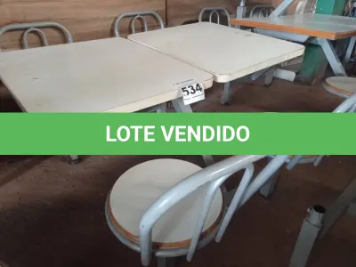 LOTE 534 - 01 MESA PARA LANCHONETE. (NO ESTADO) ATENÇÃO! FAZER A VISITAÇÃO ANTES DE ARREMATAR, NÃO SABEMOS SE FUNCIONA. LEILÃO NÃO TEM GARANTIA E NEM DEVOLUÇÃO, SUJEITO A POSSÍVEIS AVARIAS VISÍVEIS/OCULTAS E/OU AUSÊNCIA DE COMPONENTES.