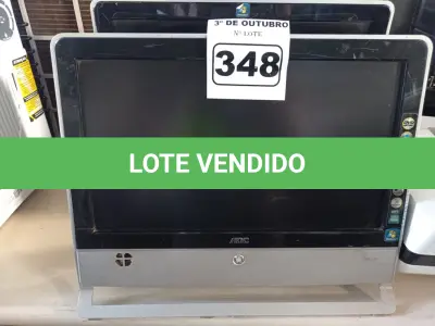 LOTE 348 - 02 COMPUTADORES ALL IN ONE MARCAS AOC. (NO ESTADO) ATENÇÃO! FAZER A VISITAÇÃO ANTES DE ARREMATAR, NÃO SABEMOS SE FUNCIONA. LEILÃO NÃO TEM GARANTIA E NEM DEVOLUÇÃO, SUJEITO A POSSÍVEIS AVARIAS VISÍVEIS/OCULTAS E/OU AUSÊNCIA DE COMPONENTES.