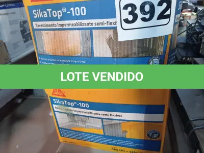 LOTE 392 - 02 CAIXAS DE SIKA TOP-100, REVESTIMENTO IMPERMEABILIZANTE SEMI-FLEXIVEL 18KG. (NO ESTADO) ATENÇÃO! FAZER A VISITAÇÃO ANTES DE ARREMATAR, NÃO SABEMOS SE FUNCIONA. LEILÃO NÃO TEM GARANTIA E NEM DEVOLUÇÃO, SUJEITO A POSSÍVEIS AVARIAS VISÍVEIS/OCULTAS E/OU AUSÊNCIA DE COMPONENTES.