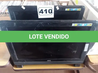 LOTE 410 - 02 COMPUTADORES ALL IN ONE MARCAS AOC. (NO ESTADO) ATENÇÃO! FAZER A VISITAÇÃO ANTES DE ARREMATAR, NÃO SABEMOS SE FUNCIONA. LEILÃO NÃO TEM GARANTIA E NEM DEVOLUÇÃO, SUJEITO A POSSÍVEIS AVARIAS VISÍVEIS/OCULTAS E/OU AUSÊNCIA DE COMPONENTES.