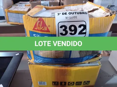 LOTE 392 - 02 CAIXAS DE SIKA TOP-100, REVESTIMENTO IMPERMEABILIZANTE SEMI-FLEXIVEL 18KG. (NO ESTADO) ATENÇÃO! FAZER A VISITAÇÃO ANTES DE ARREMATAR, NÃO SABEMOS SE FUNCIONA. LEILÃO NÃO TEM GARANTIA E NEM DEVOLUÇÃO, SUJEITO A POSSÍVEIS AVARIAS VISÍVEIS/OCULTAS E/OU AUSÊNCIA DE COMPONENTES.