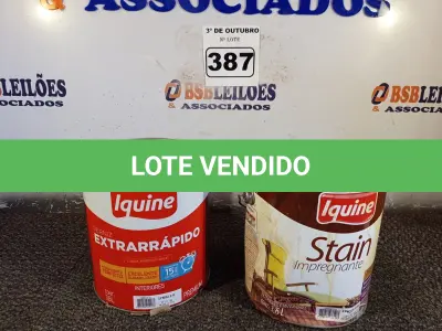 LOTE 387 - 02 GALÕES DE VERNIZ IQUINE 3,6L SENDO 01 INCOLOR E OUTRO IMBUIA. (NO ESTADO) ATENÇÃO! FAZER A VISITAÇÃO ANTES DE ARREMATAR, NÃO SABEMOS SE FUNCIONA. LEILÃO NÃO TEM GARANTIA E NEM DEVOLUÇÃO, SUJEITO A POSSÍVEIS AVARIAS VISÍVEIS/OCULTAS E/OU AUSÊNCIA DE COMPONENTES.