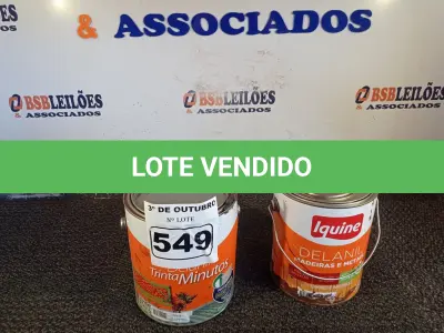 LOTE 549 - 02 GALÕES DE ESMALTE IQUINE MADEIRA E METAIS 3,6L NAS CORES MARFIM E MARROM TABACO. (NO ESTADO) ATENÇÃO! FAZER A VISITAÇÃO ANTES DE ARREMATAR, NÃO SABEMOS SE FUNCIONA. LEILÃO NÃO TEM GARANTIA E NEM DEVOLUÇÃO, SUJEITO A POSSÍVEIS AVARIAS VISÍVEIS/OCULTAS E/OU AUSÊNCIA DE COMPONENTES.