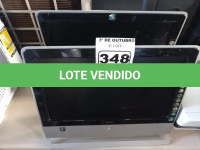 LOTE 348 - 02 COMPUTADORES ALL IN ONE MARCAS AOC. (NO ESTADO) ATENÇÃO! FAZER A VISITAÇÃO ANTES DE ARREMATAR, NÃO SABEMOS SE FUNCIONA. LEILÃO NÃO TEM GARANTIA E NEM DEVOLUÇÃO, SUJEITO A POSSÍVEIS AVARIAS VISÍVEIS/OCULTAS E/OU AUSÊNCIA DE COMPONENTES.