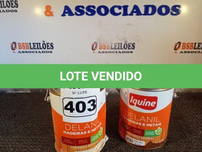 LOTE 403 - 02 GALÕES DE ESMALTE IQUINE MADEIRA E METAIS 3,6L SENDO 01 NA COR MARROM TABACO. (NO ESTADO) ATENÇÃO! FAZER A VISITAÇÃO ANTES DE ARREMATAR, NÃO SABEMOS SE FUNCIONA. LEILÃO NÃO TEM GARANTIA E NEM DEVOLUÇÃO, SUJEITO A POSSÍVEIS AVARIAS VISÍVEIS/OCULTAS E/OU AUSÊNCIA DE COMPONENTES.