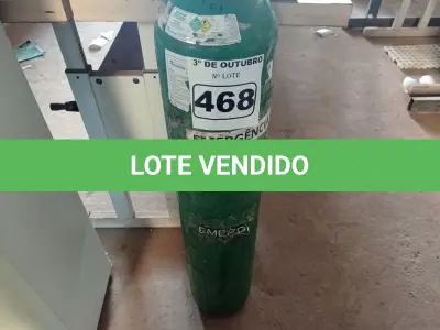 LOTE 468 - 01 CILINDRO DE OXIGÊNIO MEDICINAL 15.0L 22.4 KG. (NO ESTADO) ATENÇÃO! FAZER A VISITAÇÃO ANTES DE ARREMATAR, NÃO SABEMOS SE FUNCIONA. LEILÃO NÃO TEM GARANTIA E NEM DEVOLUÇÃO, SUJEITO A POSSÍVEIS AVARIAS VISÍVEIS/OCULTAS E/OU AUSÊNCIA DE COMPONENTES.