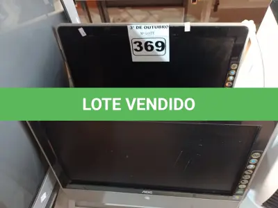 LOTE 369 - 02 COMPUTADORES ALL IN ONE MARCA AOC. (NO ESTADO) ATENÇÃO! FAZER A VISITAÇÃO ANTES DE ARREMATAR, NÃO SABEMOS SE FUNCIONA. LEILÃO NÃO TEM GARANTIA E NEM DEVOLUÇÃO, SUJEITO A POSSÍVEIS AVARIAS VISÍVEIS/OCULTAS E/OU AUSÊNCIA DE COMPONENTES.