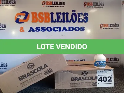 LOTE 402 - 02 CAIXAS COM COLA TUBO ST 175G COM 15 FRASCOS CADA. (NO ESTADO) ATENÇÃO! FAZER A VISITAÇÃO ANTES DE ARREMATAR, NÃO SABEMOS SE FUNCIONA. LEILÃO NÃO TEM GARANTIA E NEM DEVOLUÇÃO, SUJEITO A POSSÍVEIS AVARIAS VISÍVEIS/OCULTAS E/OU AUSÊNCIA DE COMPONENTES.