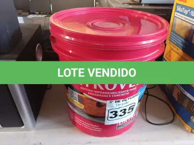 LOTE 335 - 01 BALDE DE DRYKOVEDA, ADITIVO IMPERMEABILIZANTE PARA CONCRETO E ARGAMASSA 18L. (NO ESTADO) ATENÇÃO! FAZER A VISITAÇÃO ANTES DE ARREMATAR, NÃO SABEMOS SE FUNCIONA. LEILÃO NÃO TEM GARANTIA E NEM DEVOLUÇÃO, SUJEITO A POSSÍVEIS AVARIAS VISÍVEIS/OCULTAS E/OU AUSÊNCIA DE COMPONENTES.