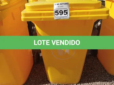 LOTE 595 - 01 CONTAINER HDPE EM-840 240L. (NO ESTADO) ATENÇÃO! FAZER A VISITAÇÃO ANTES DE ARREMATAR, NÃO SABEMOS SE FUNCIONA. LEILÃO NÃO TEM GARANTIA E NEM DEVOLUÇÃO, SUJEITO A POSSÍVEIS AVARIAS VISÍVEIS/OCULTAS E/OU AUSÊNCIA DE COMPONENTES.