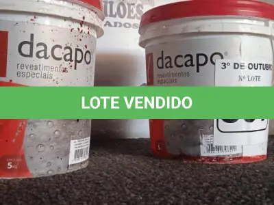 LOTE 397 - 02 BALDES DE CIMENTO QUEIMADO DACAPÓ 5KG (NO ESTADO) ATENÇÃO! FAZER A VISITAÇÃO ANTES DE ARREMATAR, NÃO SABEMOS SE FUNCIONA. LEILÃO NÃO TEM GARANTIA E NEM DEVOLUÇÃO, SUJEITO A POSSÍVEIS AVARIAS VISÍVEIS/OCULTAS E/OU AUSÊNCIA DE COMPONENTES.