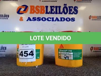LOTE 454 - 02 GALÕES SIKACRYL-203, SELANTE ACRÍLICO FLEXÍVEL. (NO ESTADO) ATENÇÃO! FAZER A VISITAÇÃO ANTES DE ARREMATAR, NÃO SABEMOS SE FUNCIONA. LEILÃO NÃO TEM GARANTIA E NEM DEVOLUÇÃO, SUJEITO A POSSÍVEIS AVARIAS VISÍVEIS/OCULTAS E/OU AUSÊNCIA DE COMPONENTES.