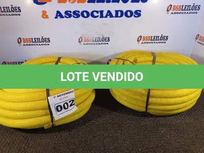 LOTE 002 - 02 ROLOS DE MANGUEIRA CORRUGADA. (NO ESTADO) ATENÇÃO! FAZER A VISITAÇÃO ANTES DE ARREMATAR, NÃO SABEMOS SE FUNCIONA. LEILÃO NÃO TEM GARANTIA E NEM DEVOLUÇÃO, SUJEITO A POSSÍVEIS AVARIAS VISÍVEIS/OCULTAS E/OU AUSÊNCIA DE COMPONENTES.