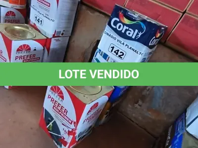 LOTE 142 - 01 LATA DE PRIME ASFÁLTICO 02 LATAS DE TINTAS DIVERSAS (NO ESTADO, NÃO SABEMOS SE FUNCIONA. LEILÃO NÃO TEM GARANTIA E NEM DEVOLUÇÃO).