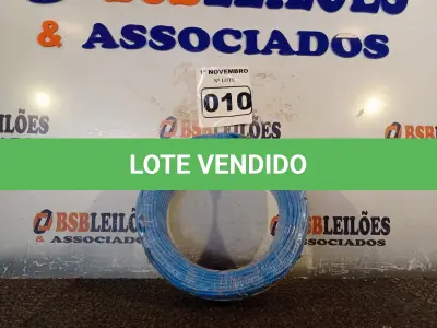 LOTE 010 - 01 ROLO DE CABO FLEXÍVEL 100M 1X2,5MM NA COR AZUL(NOVO). (NO ESTADO) ATENÇÃO! FAZER A VISITAÇÃO ANTES DE ARREMATAR, NÃO SABEMOS SE FUNCIONA. LEILÃO NÃO TEM GARANTIA E NEM DEVOLUÇÃO, SUJEITO A POSSÍVEIS AVARIAS VISÍVEIS/OCULTAS E/OU AUSÊNCIA DE COMPONENTES.
